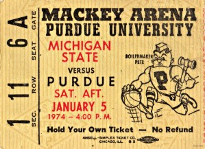 1974 Michigan State vs. Purdue Basketball Ticket Art